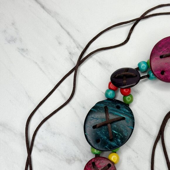 Colorful Coconut Shell Beaded Boho Tie Belt Small (S) ✨ - Picture 5 of 13
